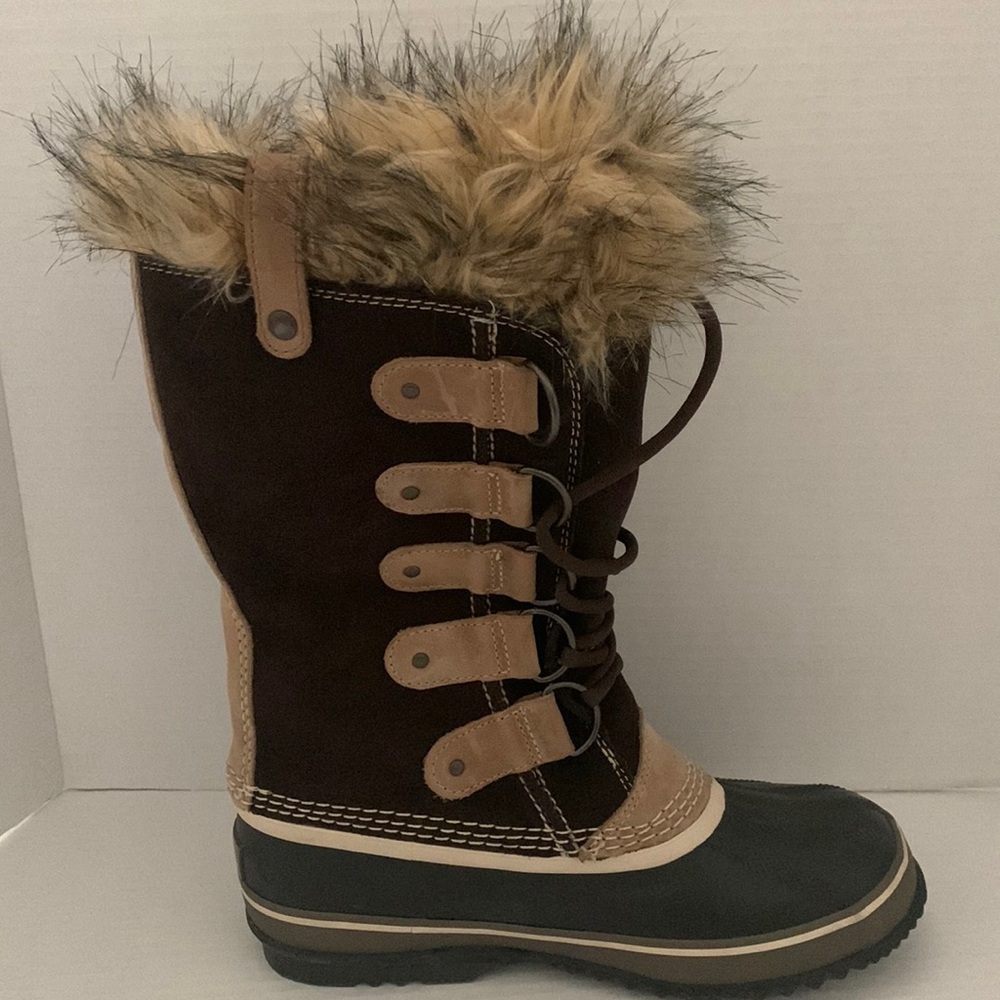 Sorel Joan of Arctic Suede Mid-Calf Lace-Up Brown/ Tan Boots